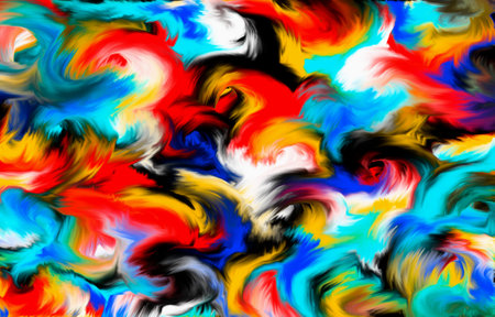 Abstract clouds. Multicolor dynamic background. Colored fluid explosion. 3d illustration.の写真素材