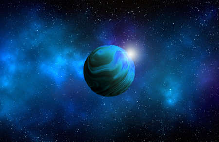 Unknown planet from outer space. Space nebula. Cosmic cluster of stars. Outer space background. 3D...