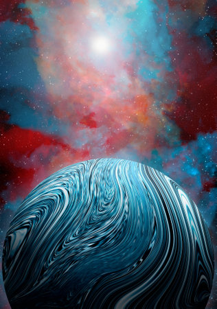 Unknown planet from outer space. Space nebula. Cosmic cluster of stars. Outer space background. 3D Illustration.の写真素材