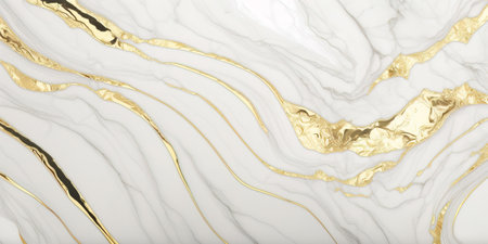 Luxury white and metallic gold marble background. Generative AI.の素材