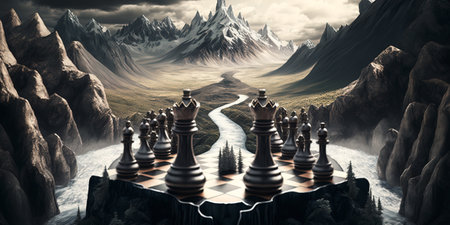 game of chess. surreal mystical fantasy artwork. Generative AI.の素材
