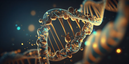 Concept of the evolution of human DNA in the distant future. Generative AI.の素材