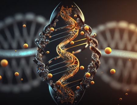 Concept of the evolution of human DNA in the distant future. Generative AI.の素材