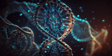 Concept of the evolution of human DNA in the distant future. Generative AI.の素材