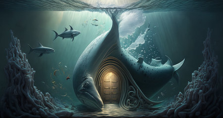 Beneath The Surface. surreal mystical fantasy artwork. Generative AI.の素材