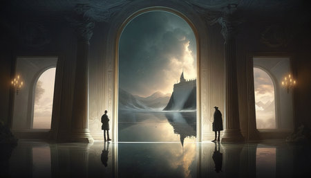 Beneath The Surface. surreal mystical fantasy artwork. Generative AI.の素材