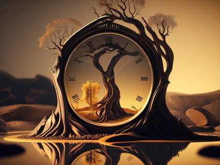 mindfulness and slow living. surreal mystical fantasy artwork. Generative AI.の素材