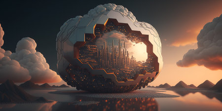 Cloud computing technology concept. Generative AI.の素材