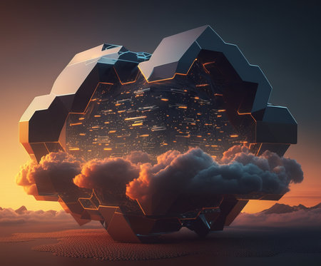 Cloud computing technology concept. Generative AI.の素材