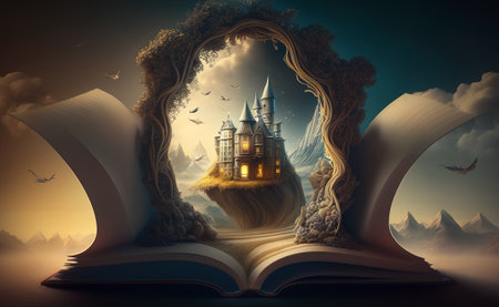 Magical impossible Dream, surreal mystical fantasy artwork. Generative AI.の素材