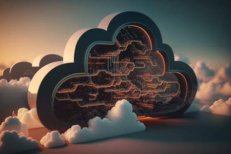Cloud computing technology concept. Generative AI.の素材