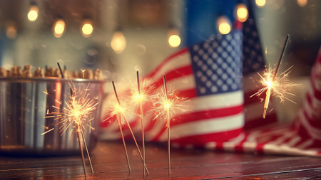 American flag for Memorial Day, 4th of July, Independence Day, Celebration Concept, Generative AI.の素材