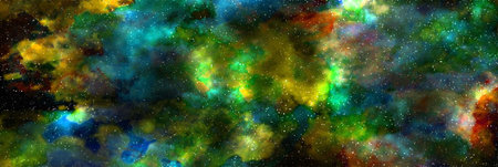 Space background with stardust and shining stars. Realistic space and color nebula. Colorful galaxy....