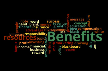 Word Cloud with BENEFITS concept.の写真素材