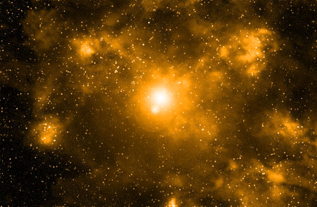 Space background with stardust and shining stars. Realistic space and color nebula. Colorful galaxy. 3d illustration.の写真素材