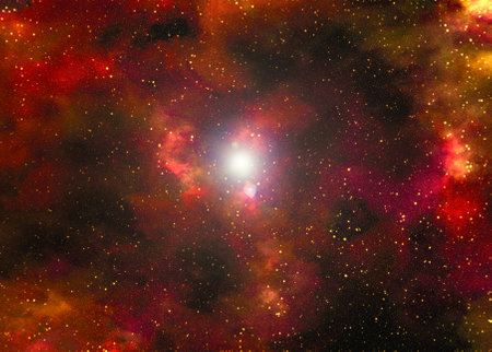 Space background with stardust and shining stars. Realistic space and color nebula. Colorful galaxy....