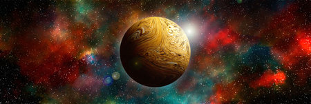 Unknown planet from outer space. Space nebula. Cosmic cluster of stars. Outer space background. 3D Illustration,の写真素材
