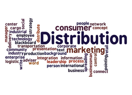 Word Cloud with DISTRIBUTION concept.の写真素材