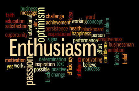 Word Cloud with ENTHUSIASM concept.の写真素材