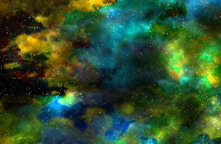 Space background with stardust and shining stars. Realistic space and color nebula. Colorful galaxy. 3d illustration.の写真素材