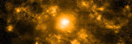 Space background with stardust and shining stars. Realistic space and color nebula. Colorful galaxy. 3d illustration.の写真素材