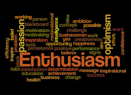 Word Cloud with ENTHUSIASM concept.の写真素材