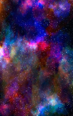 Space background with stardust and shining stars. Realistic space and color nebula. Colorful galaxy. 3d illustration.の写真素材