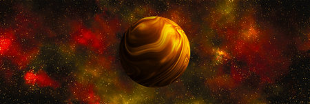 Unknown planet from outer space. Space nebula. Cosmic cluster of stars. Outer space background. 3D Illustration,の写真素材
