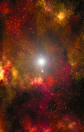Space background with stardust and shining stars. Realistic space and color nebula. Colorful galaxy. 3d illustration.の写真素材