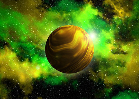 Unknown planet from outer space. Space nebula. Cosmic cluster of stars. Outer space background. 3D...