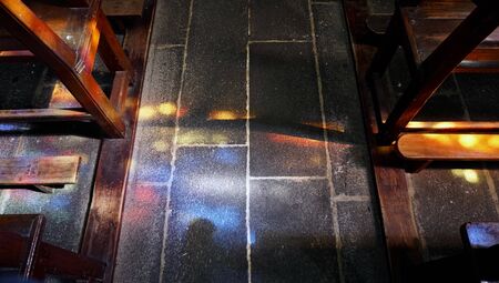 Reflection from mosaic windows, Ste ThÃ©rÃ¨se Church, Curepipe, Mauritius