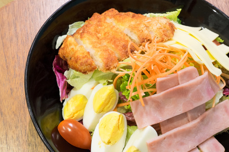 ham and pork saladの写真素材
