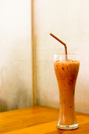 ice chocolate in grassの写真素材