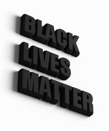 Black Lives Matter Slogan written with black text on white background, 3d renderの写真素材