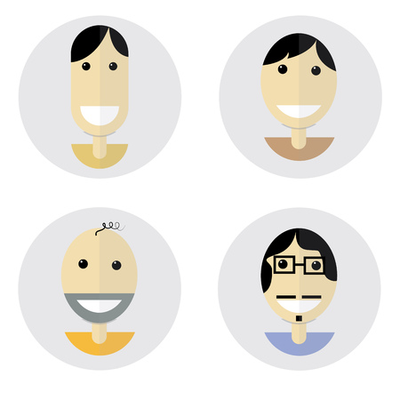 Flat design faces of four people.のイラスト素材