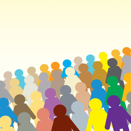 Crowd of people in different colors.のイラスト素材