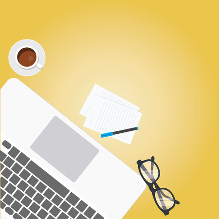 Office table and work space with laptop.のイラスト素材