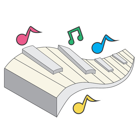 Piano keyboard with notes vectorのイラスト素材