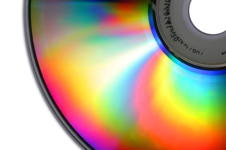 Cd isolated on white background with colorful reflections