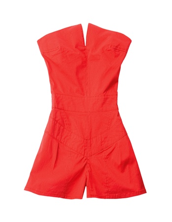 Red short strapless jumpsuit isolated on white background  Clipping path included の写真素材