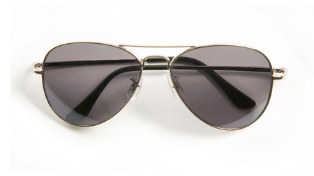Metal rimmed sunglasses, isolated on white background, の写真素材