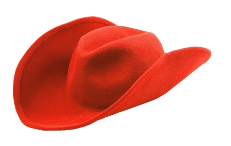 Red fabric cowgirl hat, isolated on white background  Clipping path included の写真素材