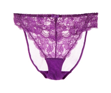 Sexy purple lacework panties isolated on white background. Clipping path included.の写真素材