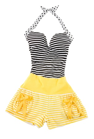 Sweetheart halter cute striped fashion look isolated on white background  Clipping path included の写真素材