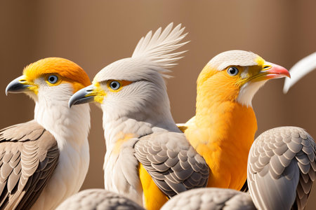 Closeup of a group of birds on a bokeh backgroundの素材