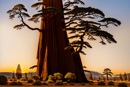 Sunset in Sequoia National Park, California, USA.の素材