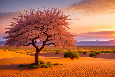 Sakura tree in Namib desert, Namibia, Africa.の素材