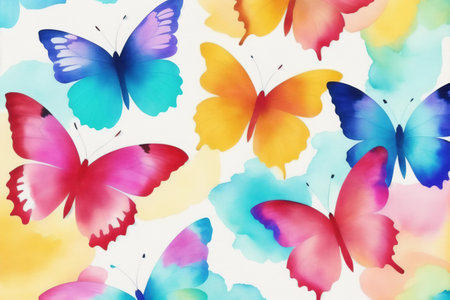 colorful butterfly on a white background. seamless pattern for your designの素材