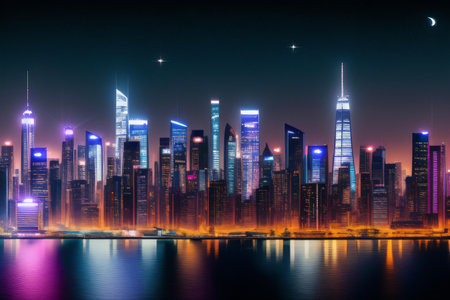 Shanghai Lujiazui Finance and Trade Zone of the modern city night backgroundの素材