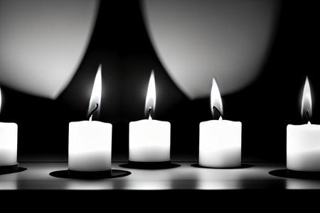 Illustration of a group of white candles on a black background.の素材